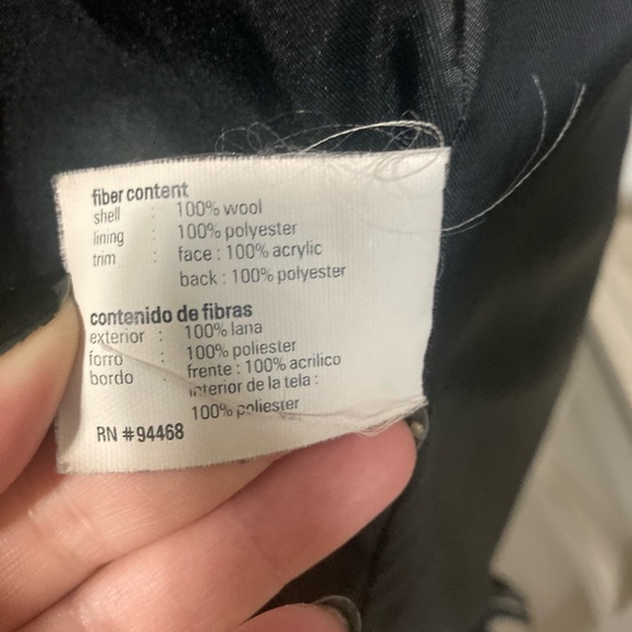 Vtg Esprit wool coat w faux Mongolian fur trim XL - Picture 9 of 13